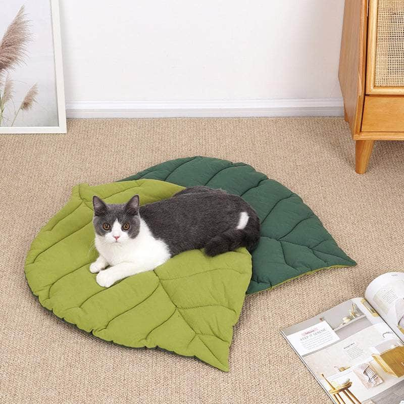 2 Pcs Yellow Leaf-Shaped Pet Sleeping Mat - Durable Dog Floor Pad & Cat Bed