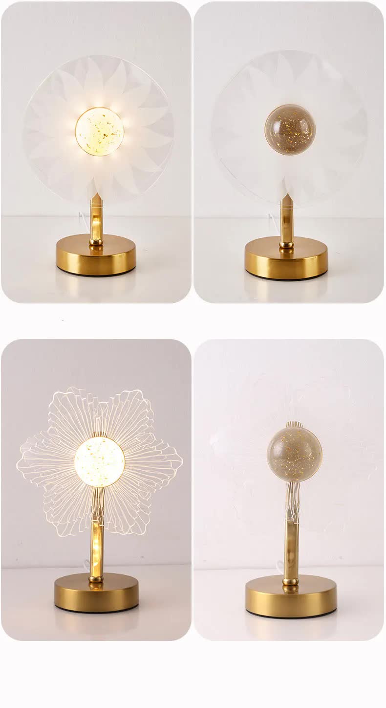 Flower Shape Luxury Acrylic Table Lamp - Modern USB Powered Night Light