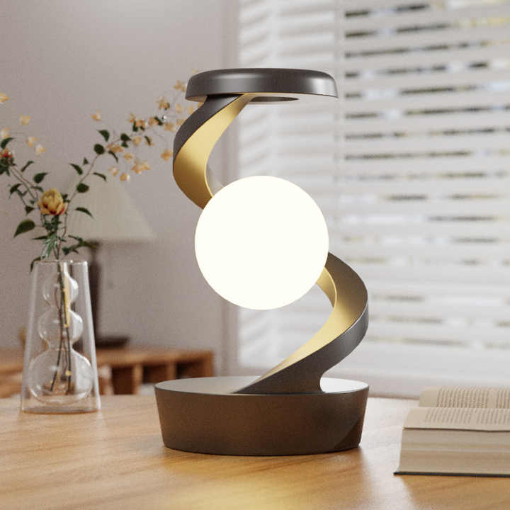 Black 360° Rotating Floating Night Light  Wireless Charging Table Lamp