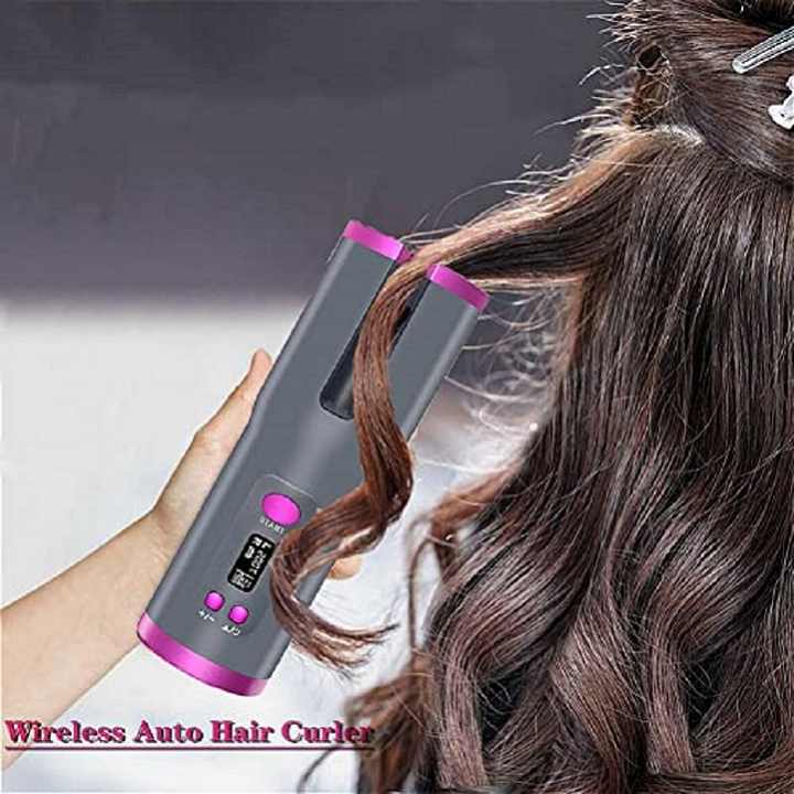 Versatile Pink Rechargeable Hair Curler - Lightweight & Safe Styling