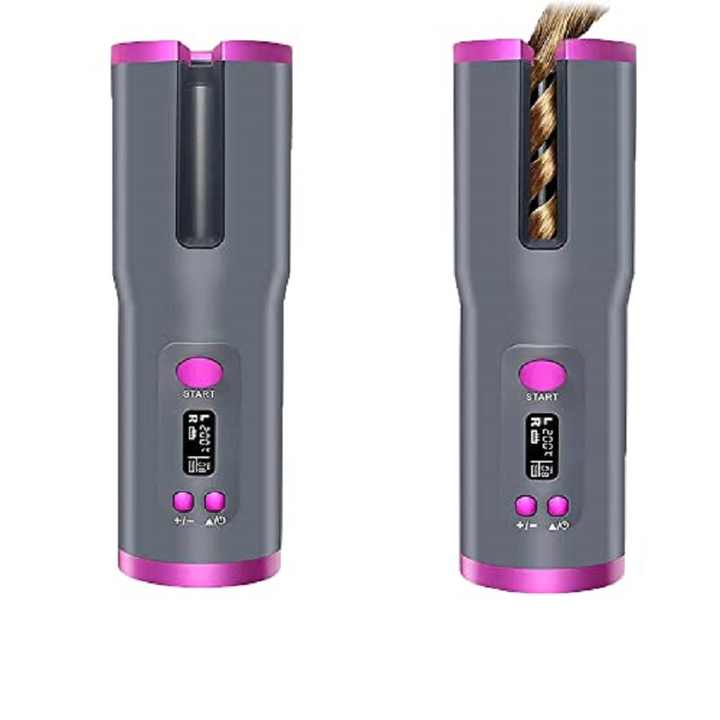 Sleek White Rechargeable Hair Curler - Portable & Safe Styling