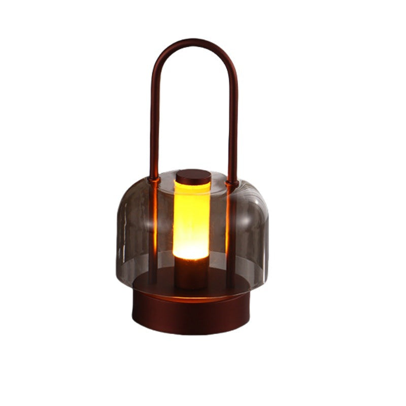 Versatile Brown LED Lantern - Rechargeable with Touch Control