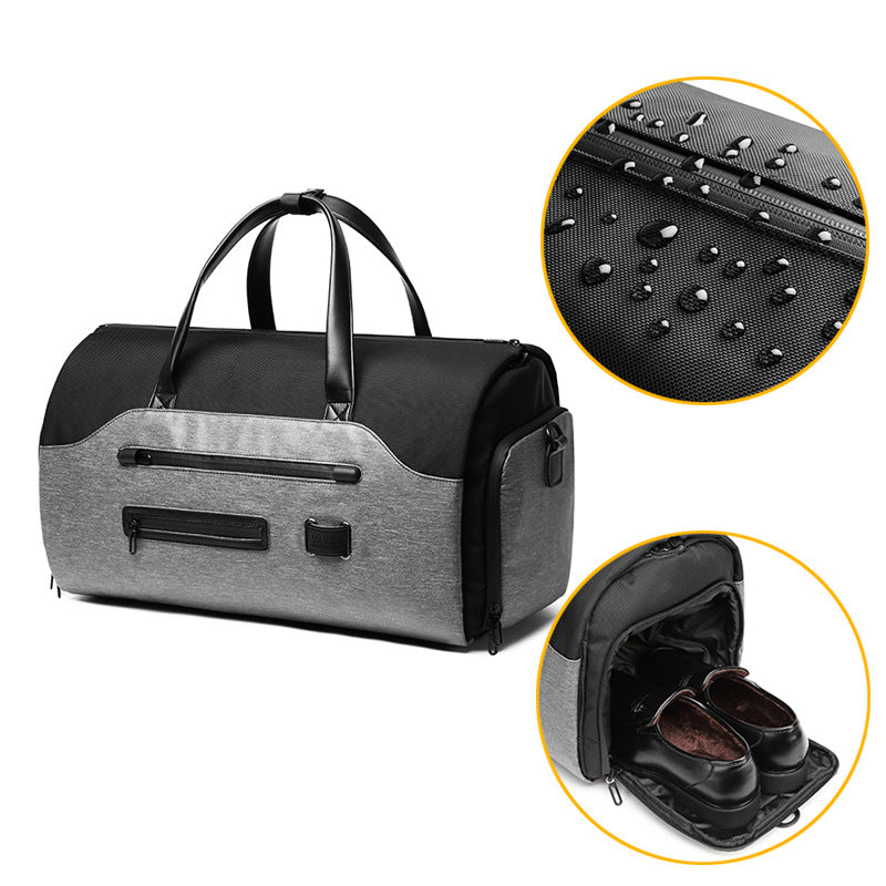 Black Waterproof Multi-Functional Travel Duffel Bag - Foldable