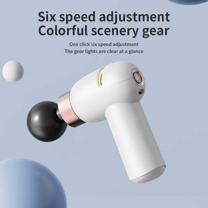 Portable White Massage Gun - Quiet 6 Speeds