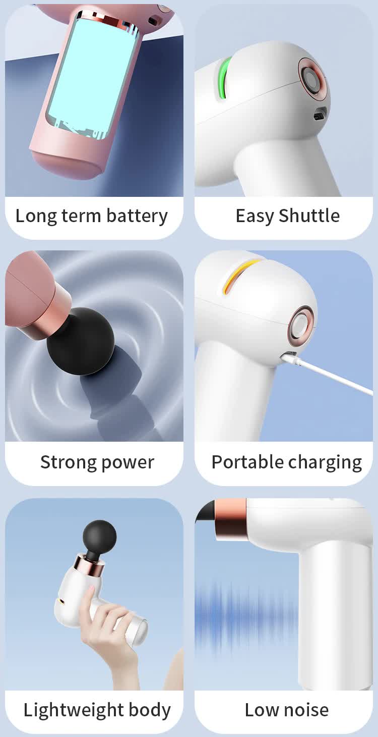 Portable White Massage Gun - Quiet 6 Speeds