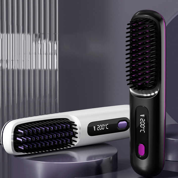 Compact Wireless Hair Brush - Rechargeable Black