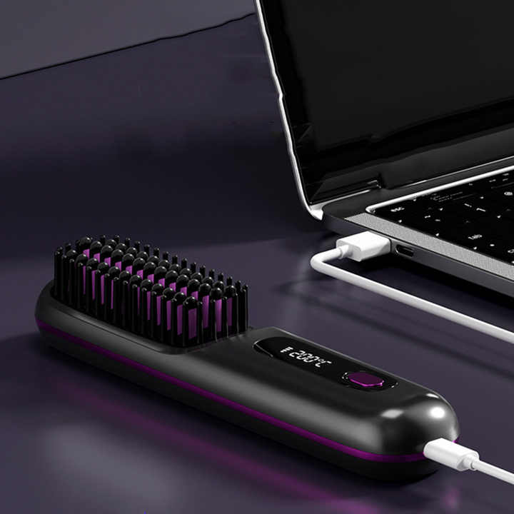 Compact Wireless Hair Brush - Rechargeable Black