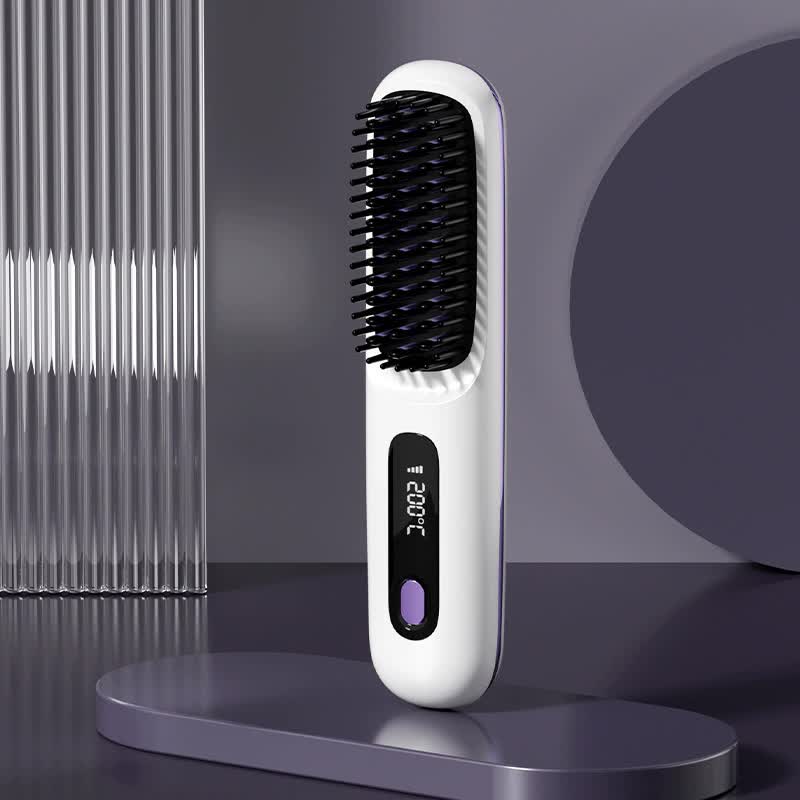 Sleek Wireless Hair Brush - Rechargeable White