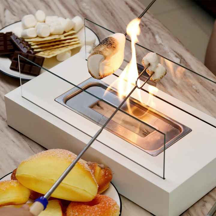 Sleek Black Bioethanol Fireplace - Portable Rectangular Design