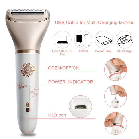 Sleek Electric Lady Shaver - Replaceable Head & Portable Design