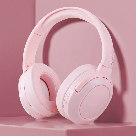 Pink Wireless Noise-Cancelling Headphones - Long Battery Life