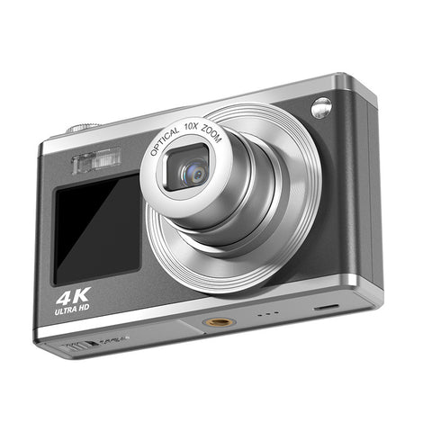 Black 4K Digital Camera - 10X Zoom, Dual-Screen Vlogging