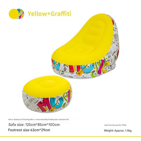 Stylish Yellow Inflatable Sofa Chair with Ottoman - Waterproof & Portable