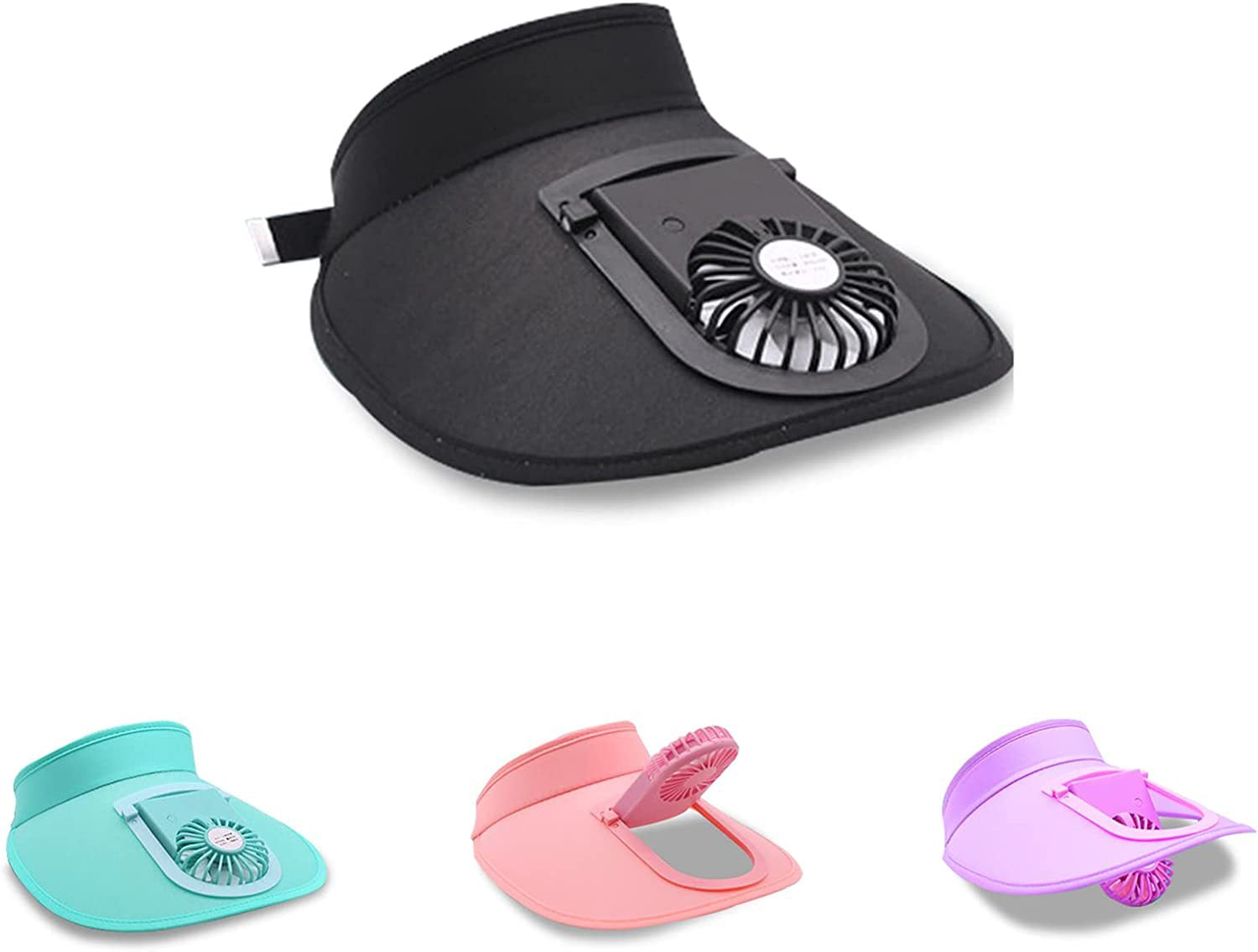 Black UV Protection Fan Hat - USB Rechargeable (Set of 2)