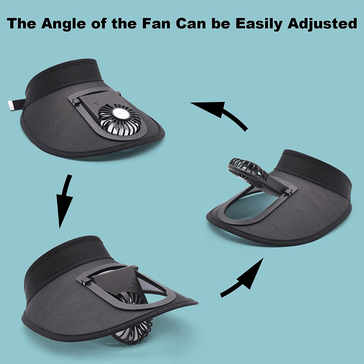 Black UV Protection Fan Hat - USB Rechargeable (Set of 2)