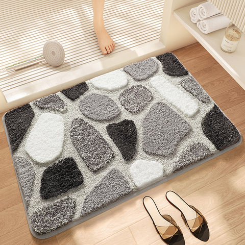 Super Absorbent Non-Slip Bath Mat - Grey Stone 40x60CM