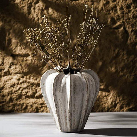 Stylish White Ceramic Vase - Decorative & Versatile