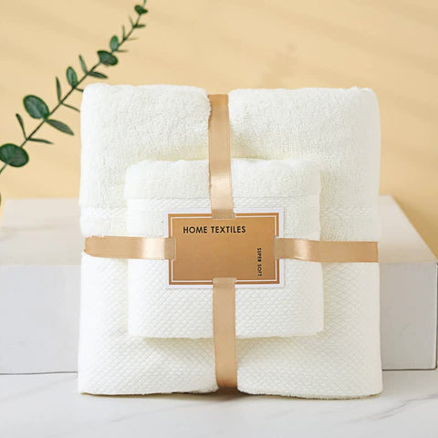 Soft Beige Absorbent Towel Set - Wrap & Bath Towels