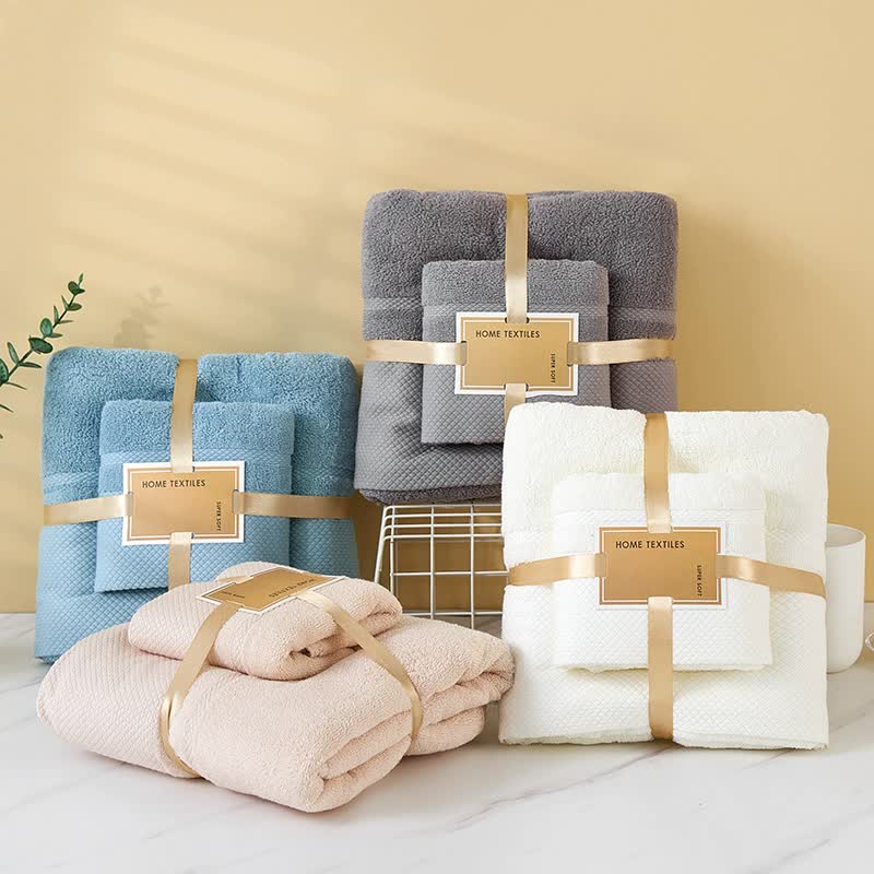 Soft Beige Absorbent Towel Set - Wrap & Bath Towels