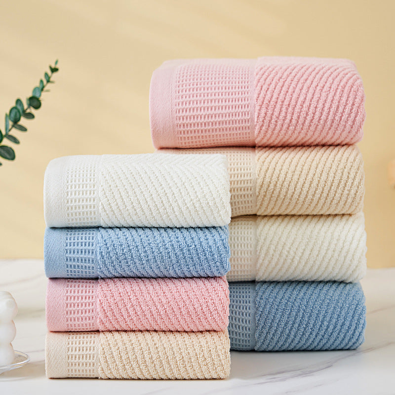 Luxurious Beige Towel Set - Diagonal Stripe Bath & Hand Towels