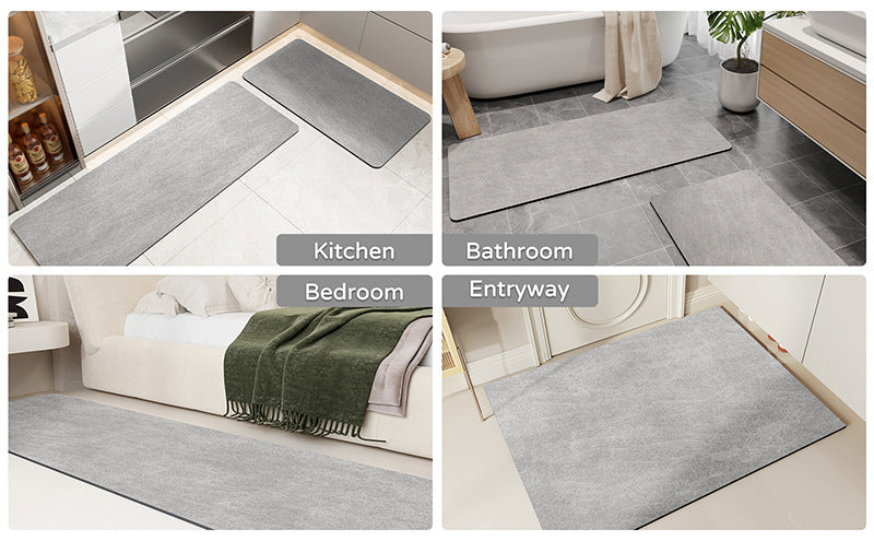 Grey Quick-Dry Non-Slip Bath Rug - 2 Pack