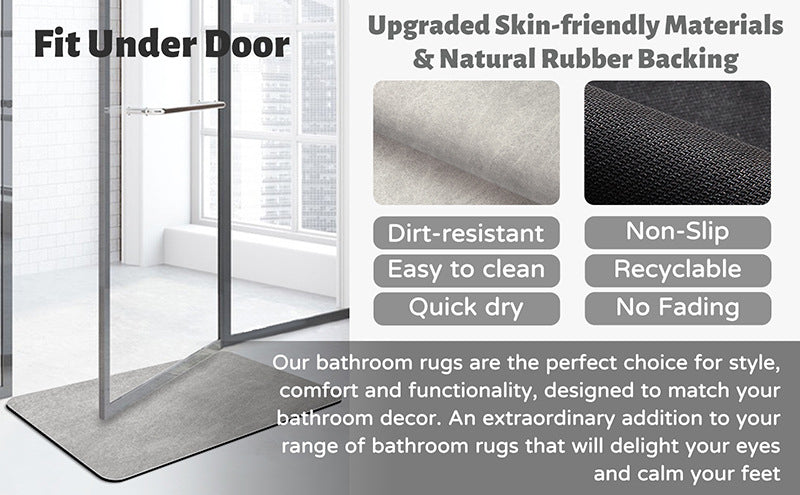 Grey Quick-Dry Non-Slip Bath Rug - 2 Pack