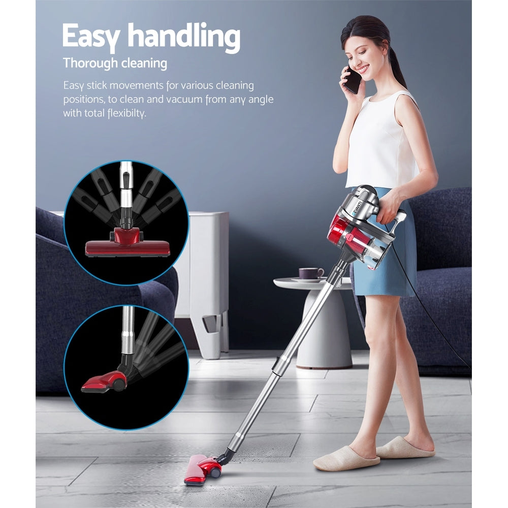 Powerful Devanti Stick Vacuum Cleaner - 450W Red