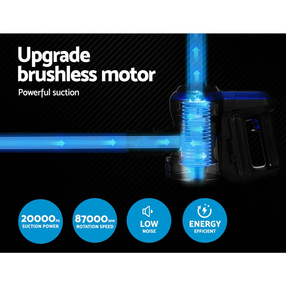 Powerful Devanti Cordless Vacuum Cleaner - 250W Blue