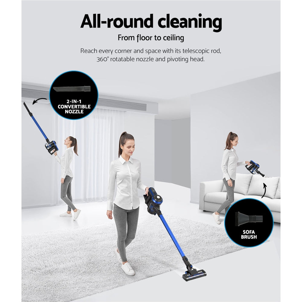 Powerful Devanti Cordless Vacuum Cleaner - 250W Blue