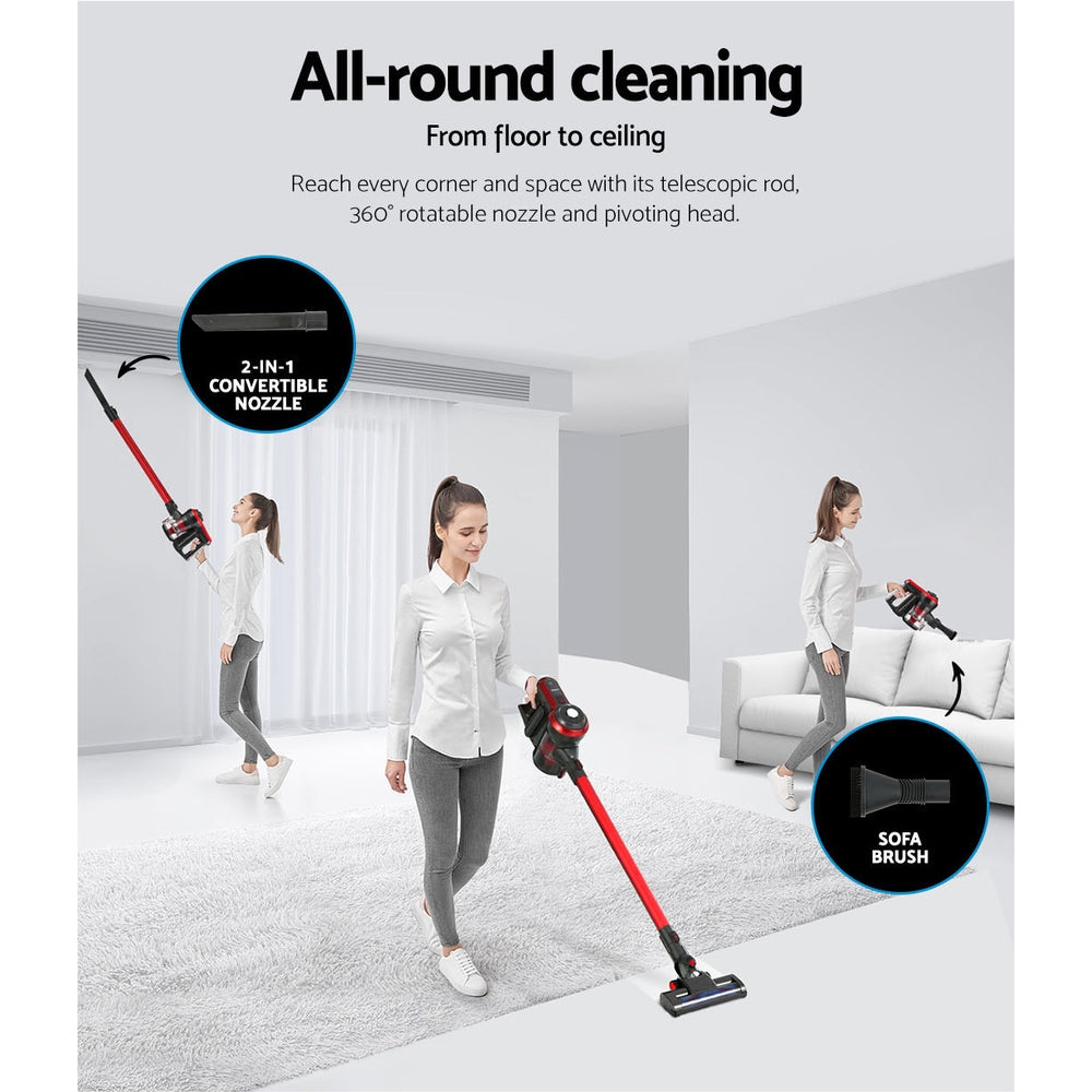 Durable Devanti Cordless Vacuum Cleaner - 250W Red