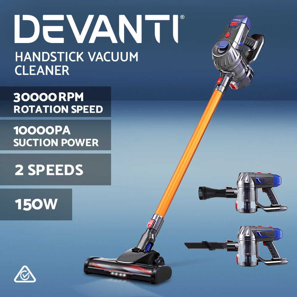 Sleek Gold Cordless Stick Vacuum Cleaner - 150W