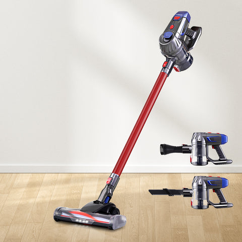 Sleek Red Cordless Stick Vacuum Cleaner - 150W