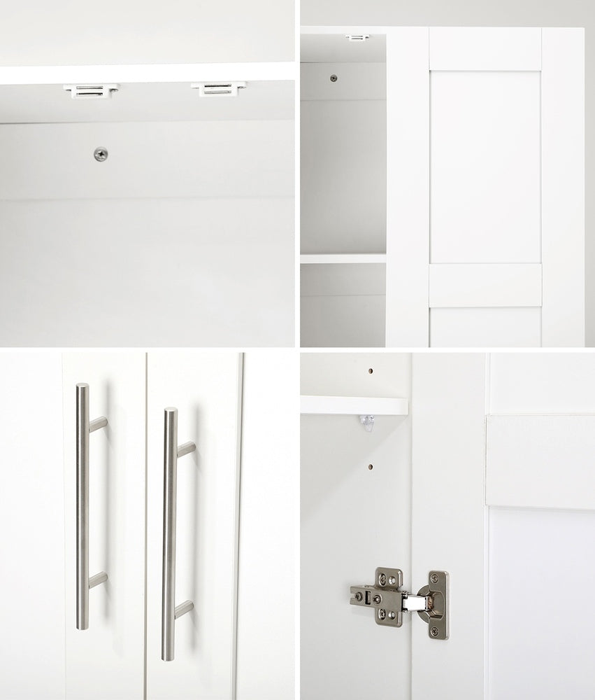 Wardrobe Large 2 Doors 4 Shelves White