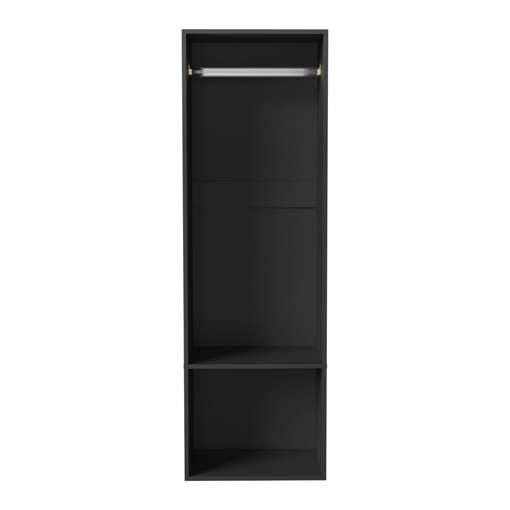 Sleek Open Wardrobe 2 Shelves Hanging Rail Natural/Black