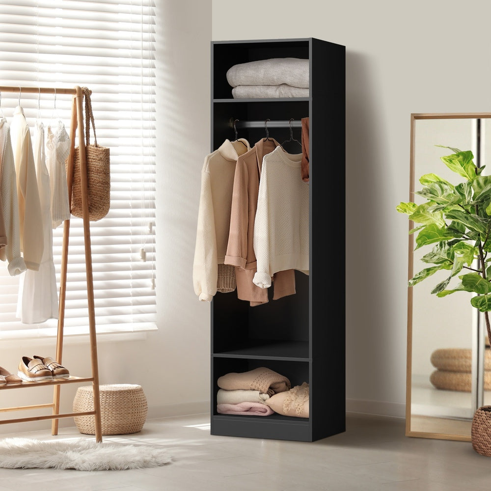 Open Wardrobe 3 Drawers Hanging Rail Natural/Black