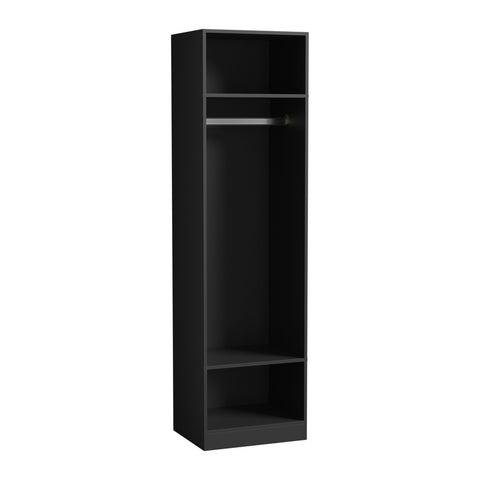 Open Wardrobe Shelf Unit 3 Shelves Hanging Rail Black