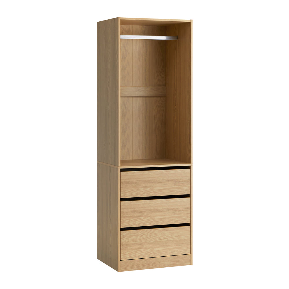 Wardrobe 3 Drawers Hanging Rail Natural