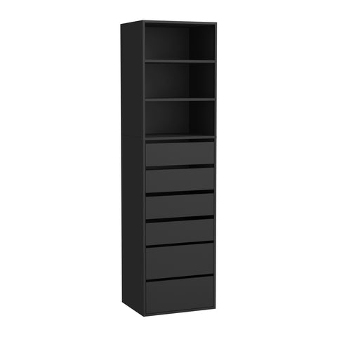 Wardrobe Shelf Unit 3 Shelves 6 Drawers Black