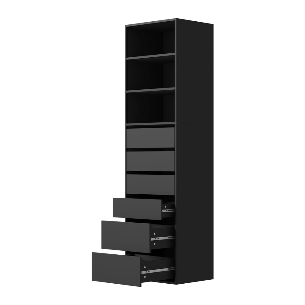 Wardrobe Shelf Unit 3 Shelves 6 Drawers Black