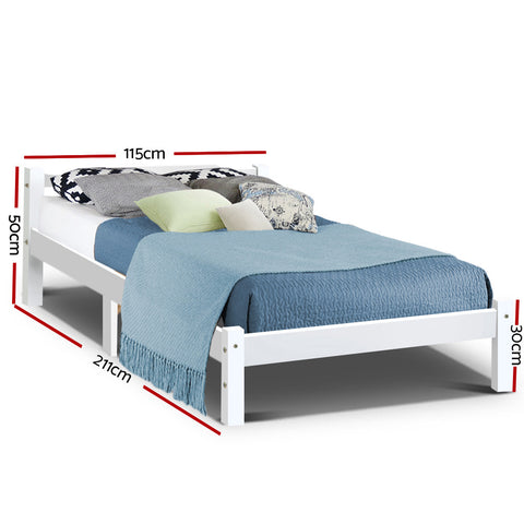 Bed Frame King Single Size Wooden White Lexi