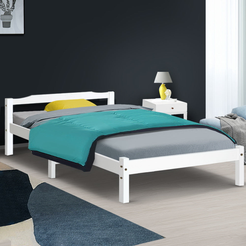 Bed Frame King Single Size Wooden White Lexi