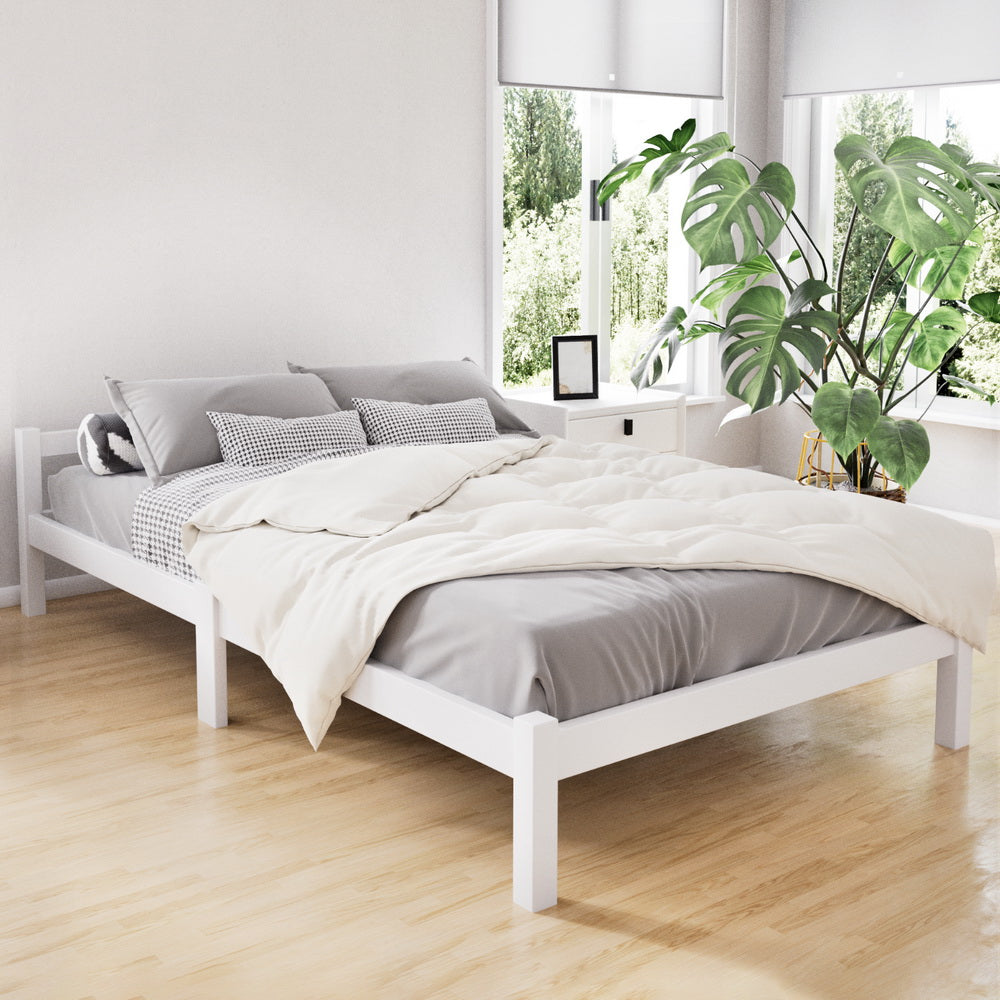 Bed Frame King Single Size Wooden White Lexi