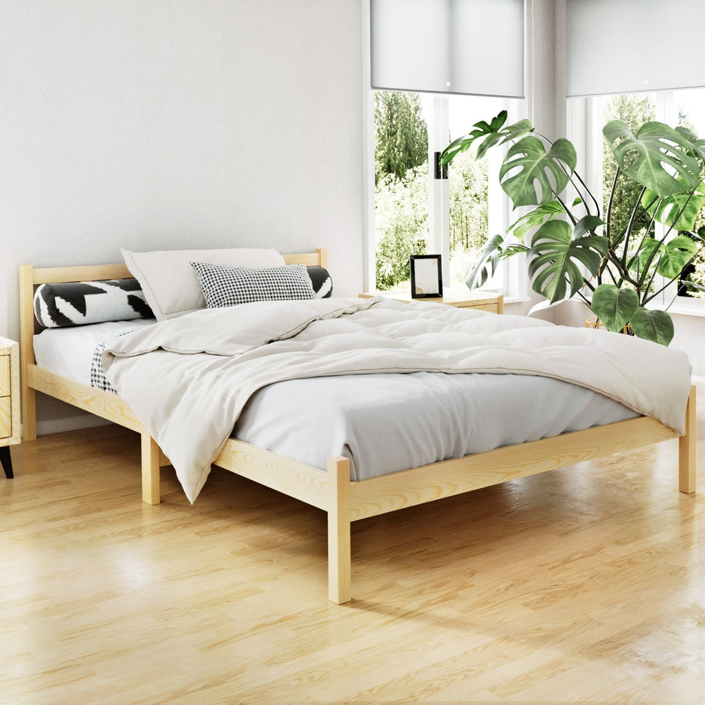 Bed Frame Double Size Wooden Oak Sofie