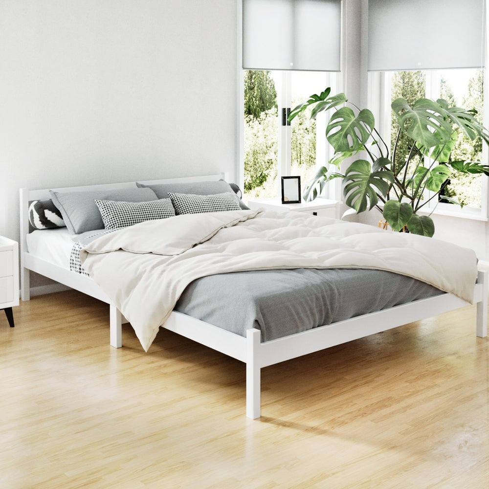 Bed Frame Queen Size Wooden White Sofie