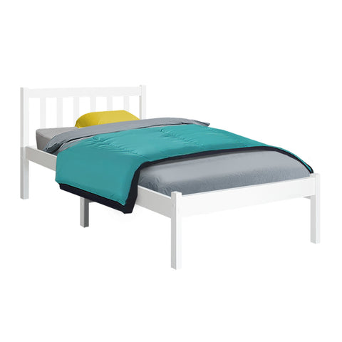 Bed Frame Single Size Wooden White Sofie