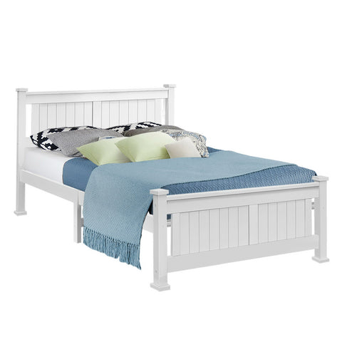 Bed Frame Double Size Wooden White Rio