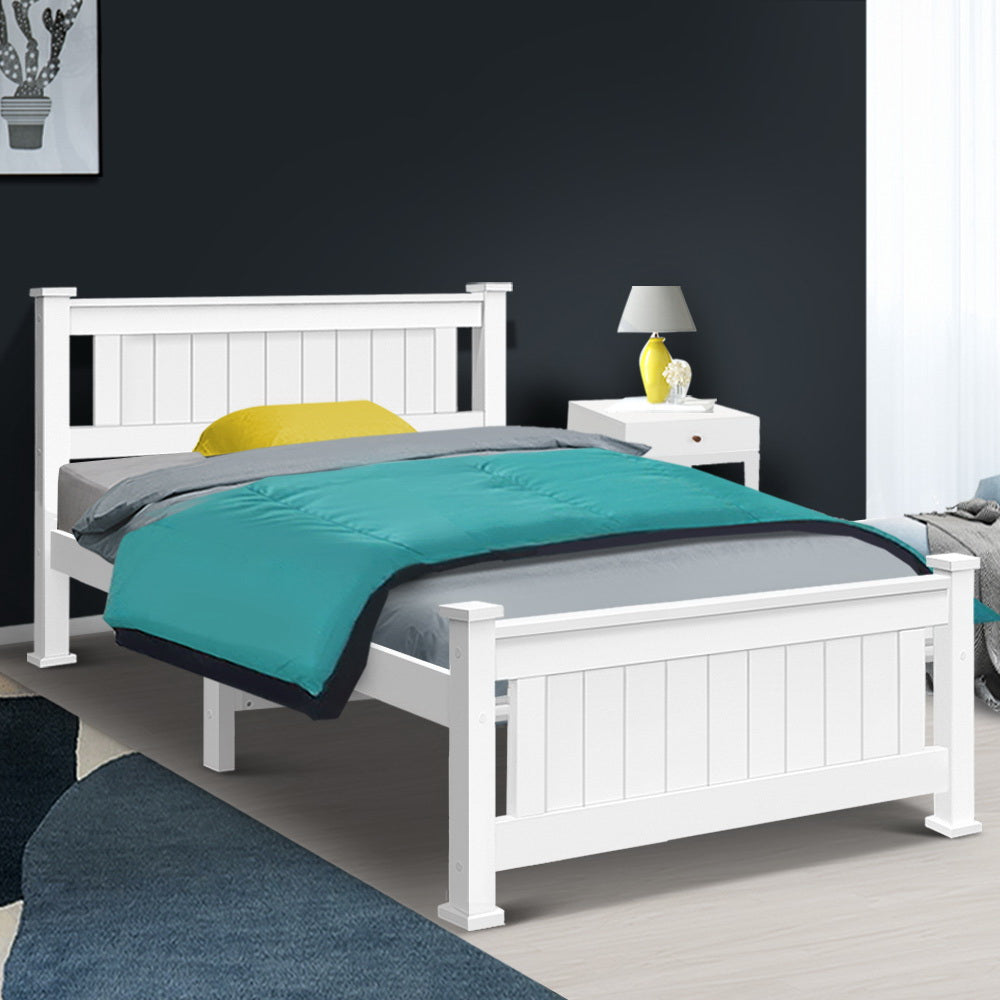 Bed Frame King Single Size Wooden White Rio