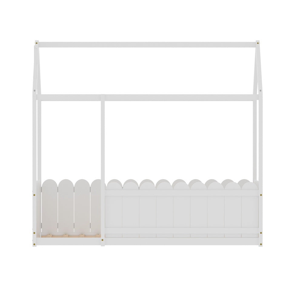 Bed Frame Wooden Kids House Single Frame White Kori