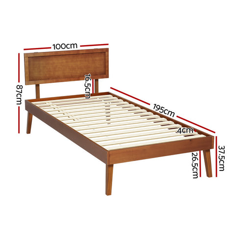 Single Size Wooden Bed Frame - Splay