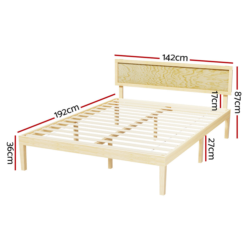 Queen/Double Elegance Bed Frame with Timber Pine Platform